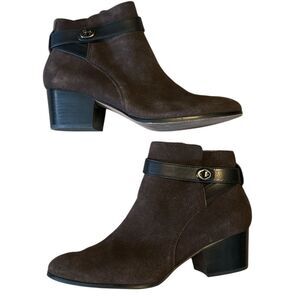 Coach Patricia Brown Suede Leather Booties Sz 10